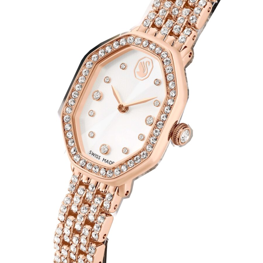 Swarovski sat Dextera octagon, Swiss Made, Metalna narukvica, Rose gold ton