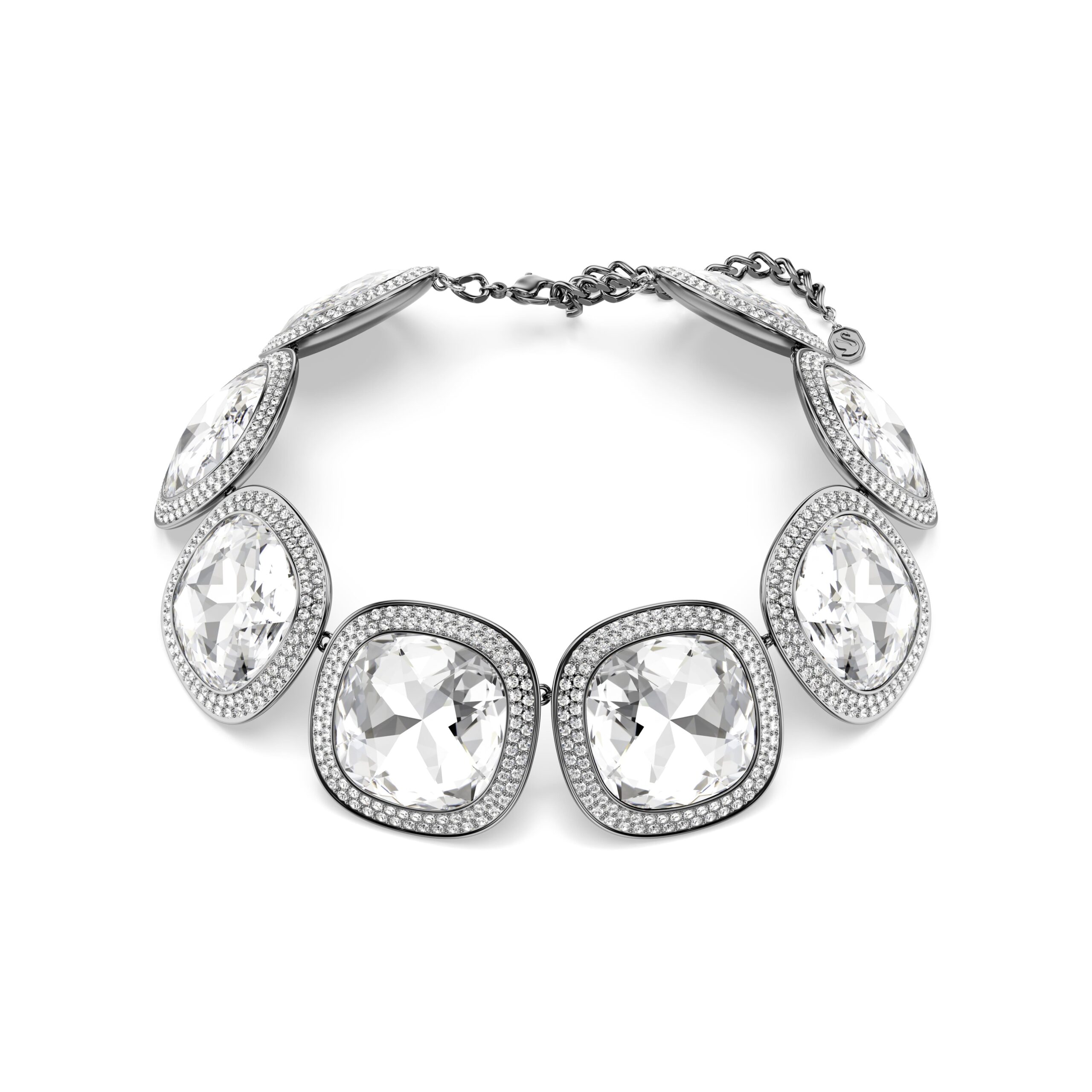 Swarovski Choker ogrlica Una Angelic, Cushion rez, Bijela, Ruthenium