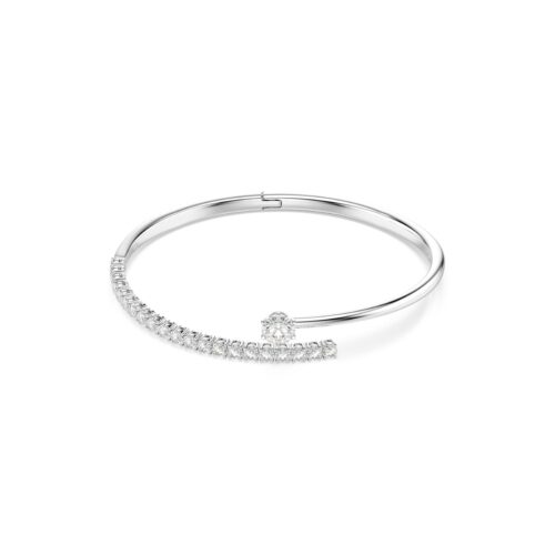 Swarovski narukvica Matrix bangle, Srebrni ton, Bijela, Okrugli rez