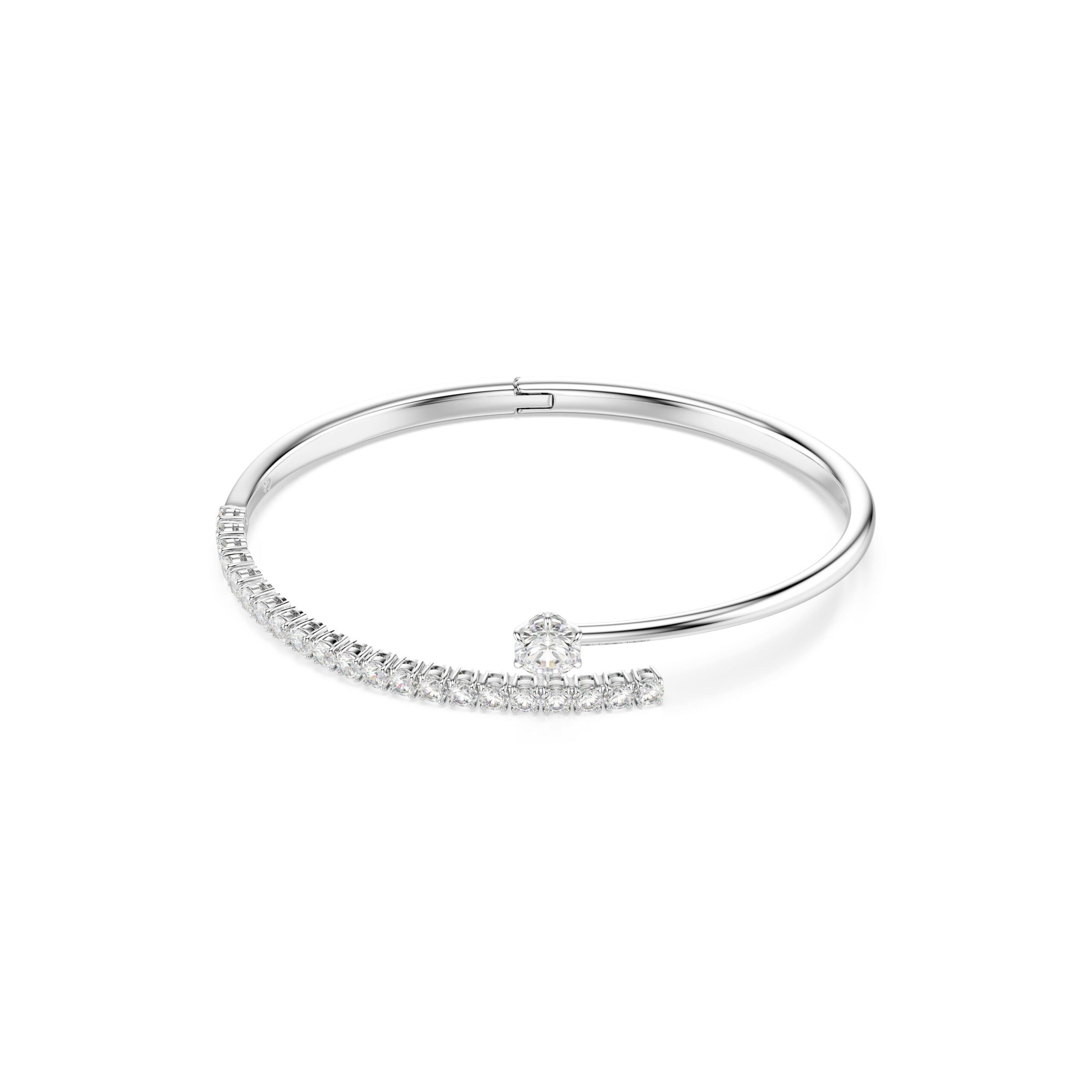 Swarovski narukvica Matrix bangle, Srebrni ton, Bijela, Okrugli rez