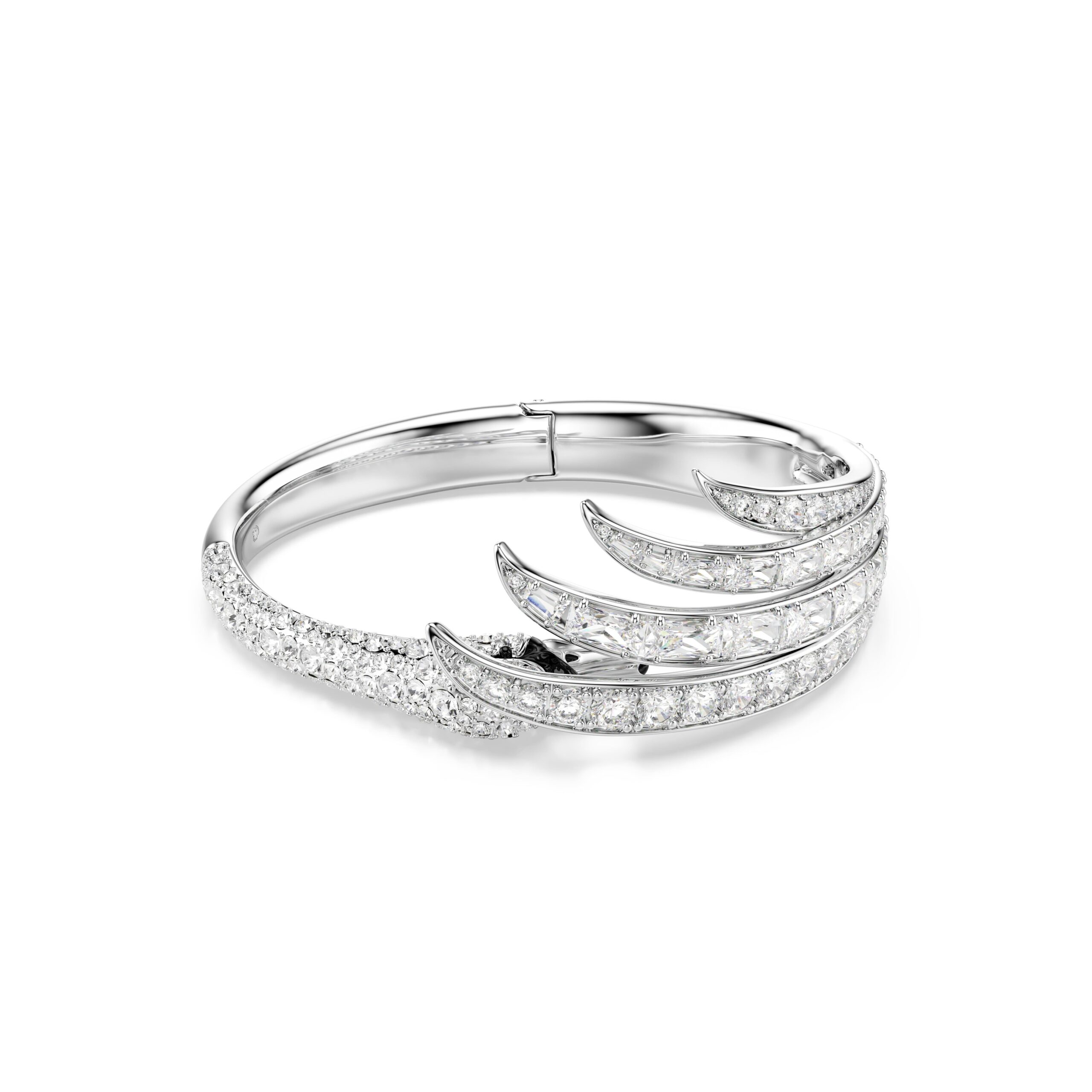 Swarovski narukvica Vienna bangle, Mix rez, Swan, Bijela, Srebrni ton