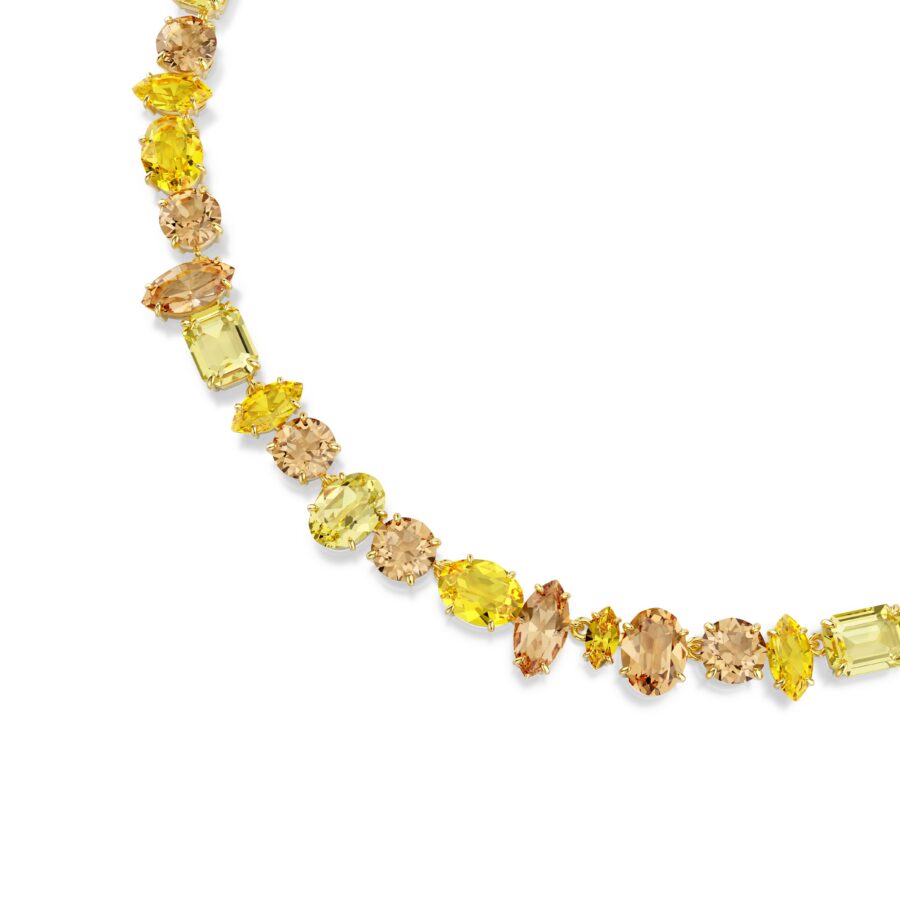 Swarovski ogrlica Gema, Mix rez, Žuta, 18K zlatni finish