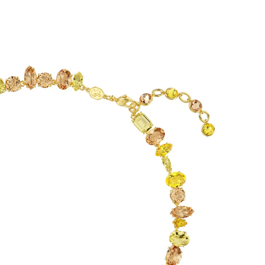 Swarovski ogrlica Gema, Mix rez, Žuta, 18K zlatni finish