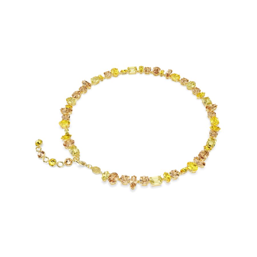 Swarovski ogrlica Gema, Mix rez, Žuta, 18K zlatni finish