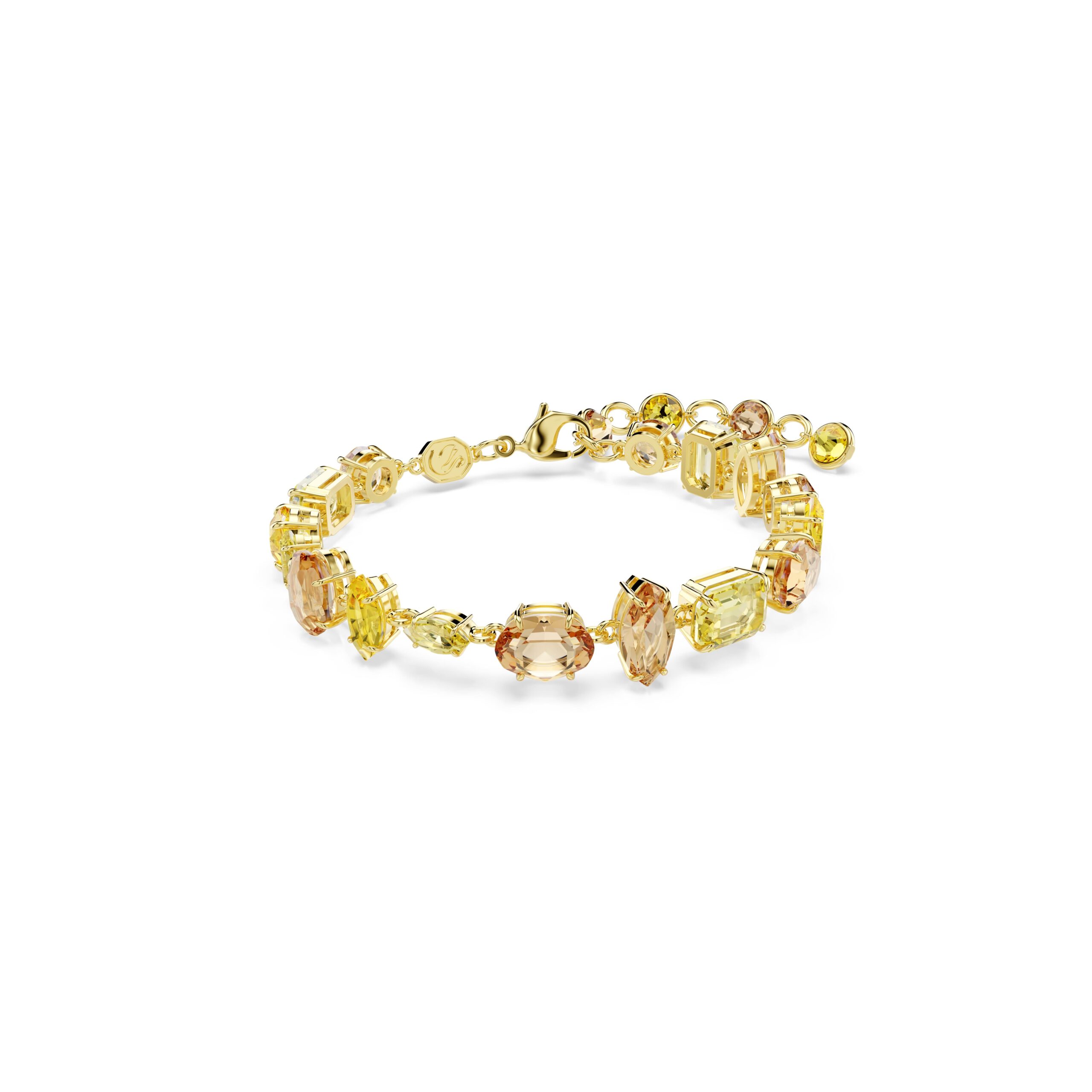 Swarovski narukvica Gema, Mix rez, Yellow, 18K zlatni ton