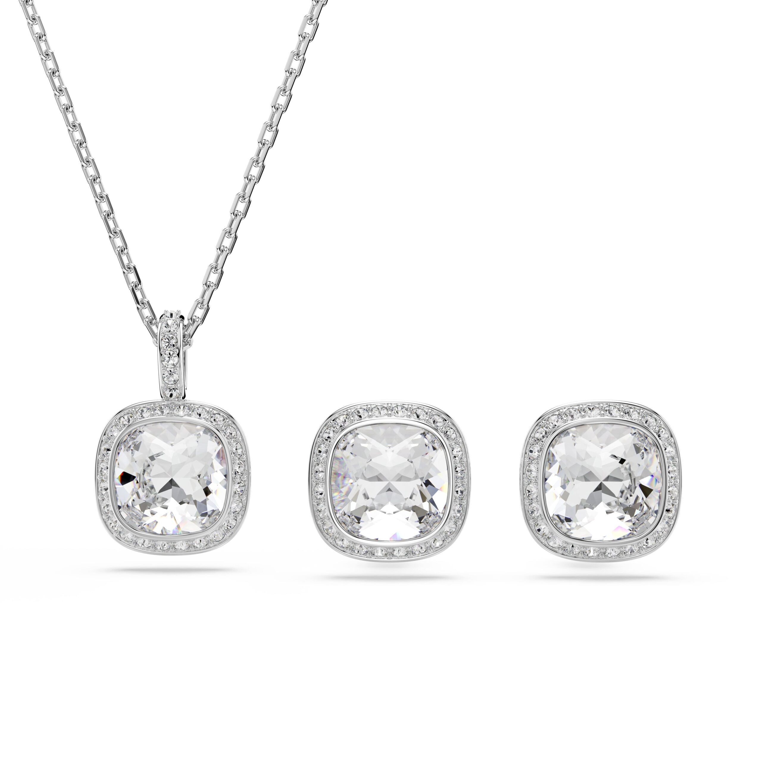 Swarovski Una Angelic set, Cushion rez, Bijela, Bijeli ton