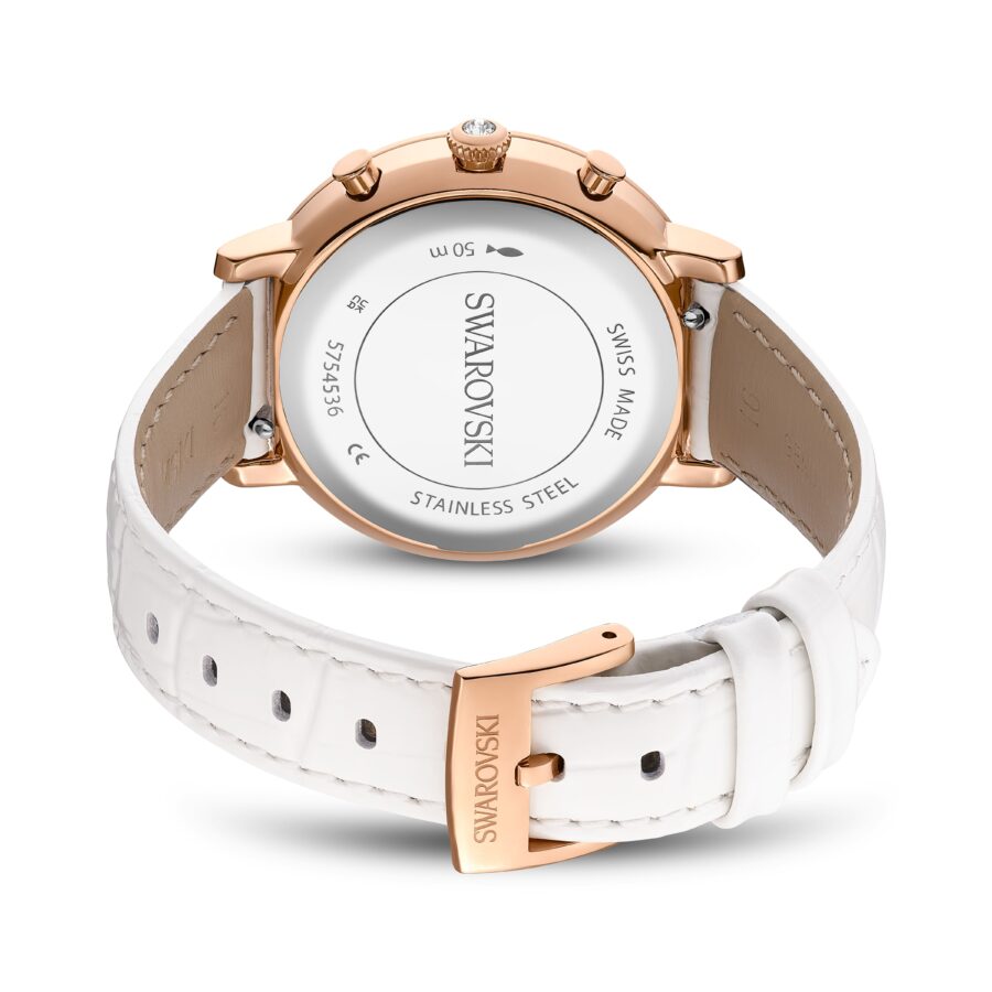 Swarovski sat Matrix tennis chrono, Swiss Made, Kožni remen, Rose gold ton
