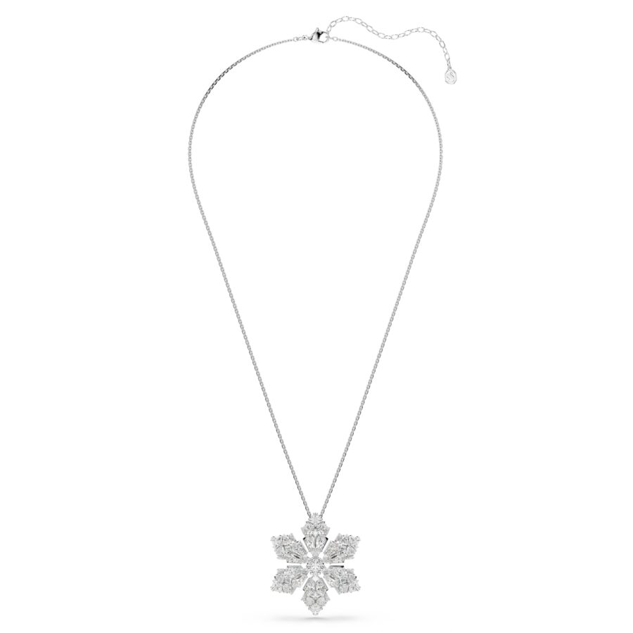 Swarovski lancic i broš Idyllia, Mix rez, Pahulja, Bijela, Bijeli ton