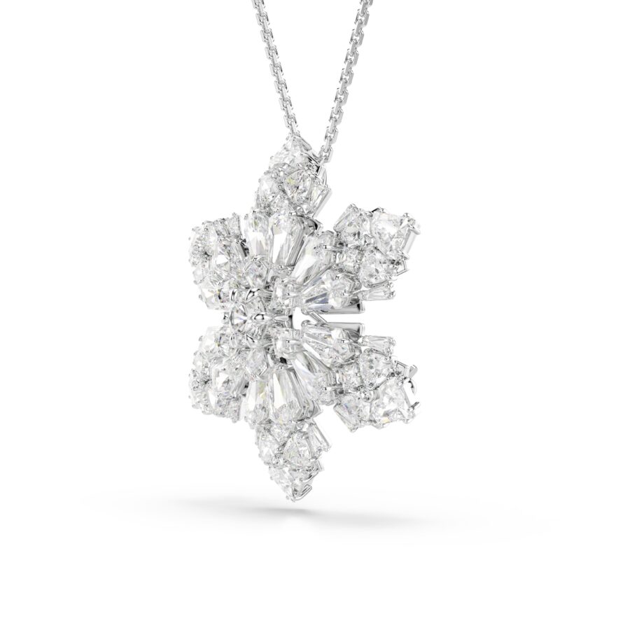 Swarovski lancic i broš Idyllia, Mix rez, Pahulja, Bijela, Bijeli ton