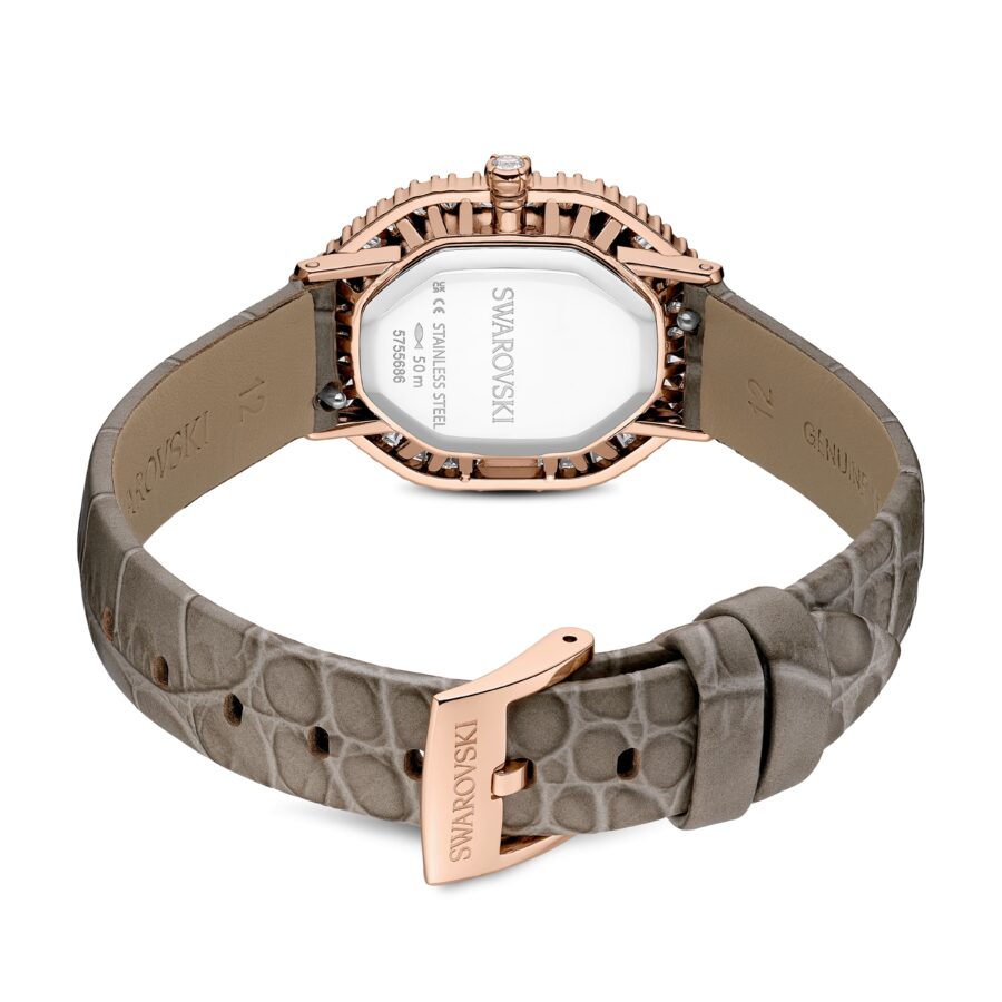 Swarovski sat Matrix Octagon, Kožni remen, Bež, Rose gold ton