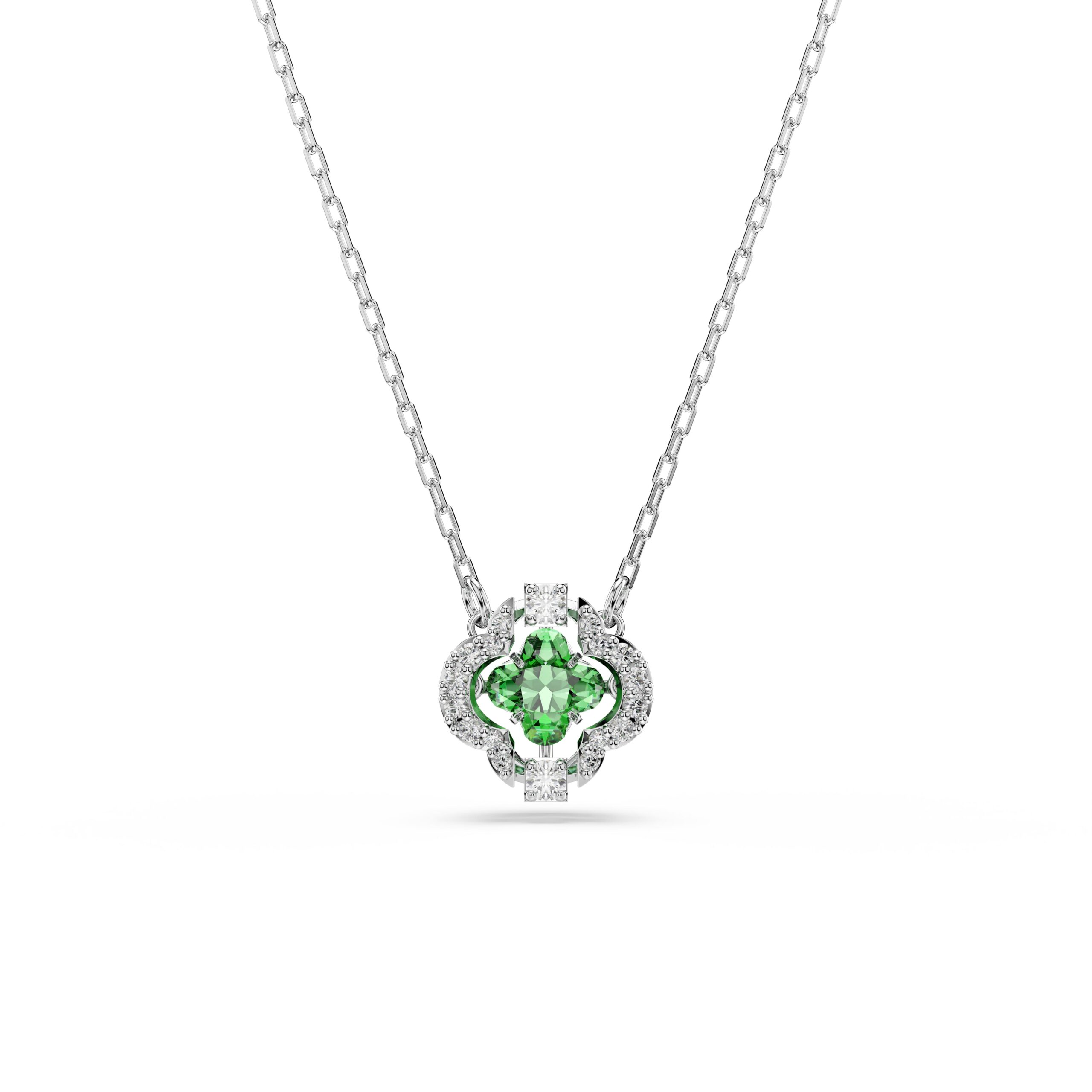 Swarovski lančić Una Angelic, Mix rez, Zelena, Bijeli ton