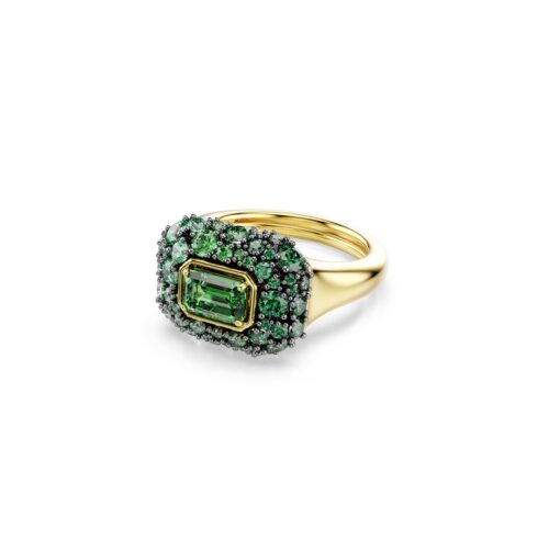 Swarovski prsten Sublima cocktail, Octagon rez, Zelena, 18K zlato finish