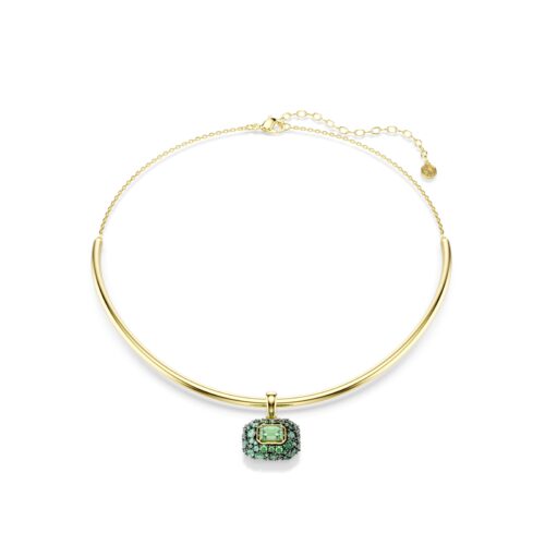 Swarovski ogrlica choker Sublima, Octagon rez, Zelena, 18K zlatni finish