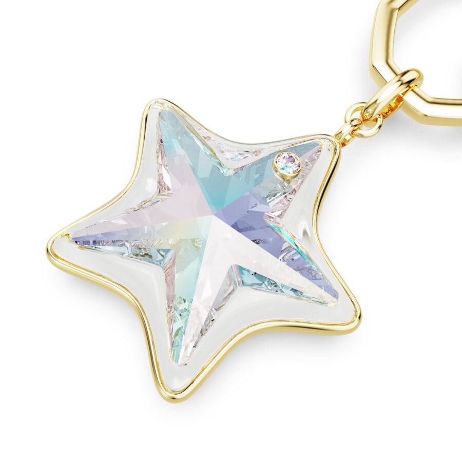 Swarovski Privjesak za torbu, Mix rez, Zvijezda, Bijela, Zlatni ton