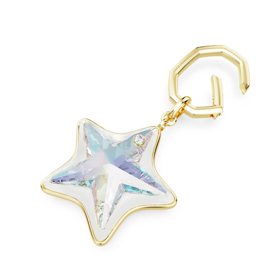Swarovski Privjesak za torbu, Mix rez, Zvijezda, Bijela, Zlatni ton