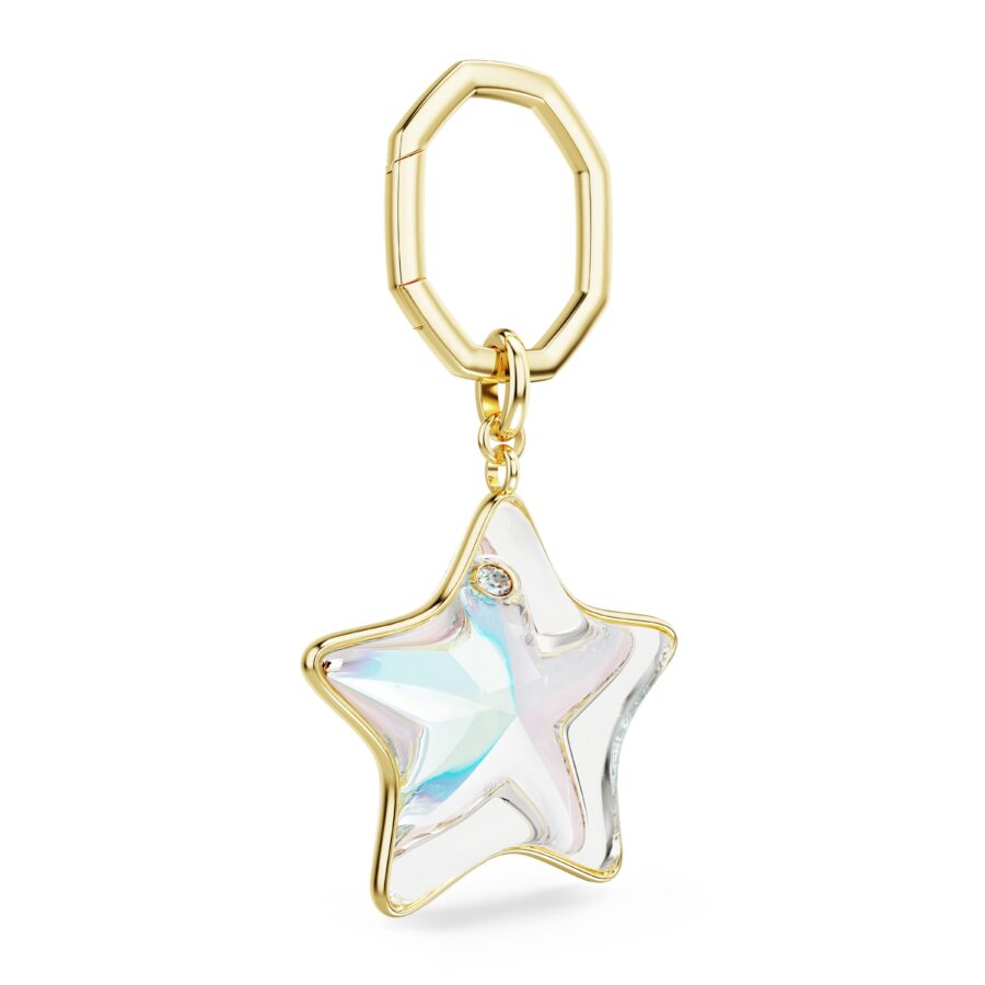 Swarovski Privjesak za torbu, Mix rez, Zvijezda, Bijela, Zlatni ton