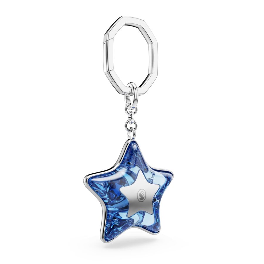 Swarovski Privjesak za torbu, Mix rez, Zvijezda, Plava, Bijeli ton
