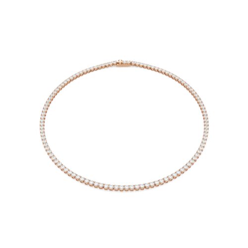 Swarovski ogrlica Matrix Tennis, Okrugli rez, Bijela, 18K rose gold finish
