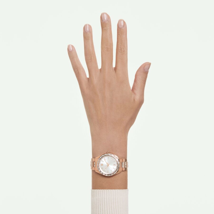 Swarovski sat Matrix s prikazom datuma, Swiss Made, Metalna narukvica, Rose gold ton