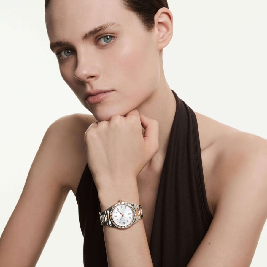 Swarovski sat Matrix s prikazom datuma, Swiss Made, Metalna narukvica, Rose gold i srebrni ton