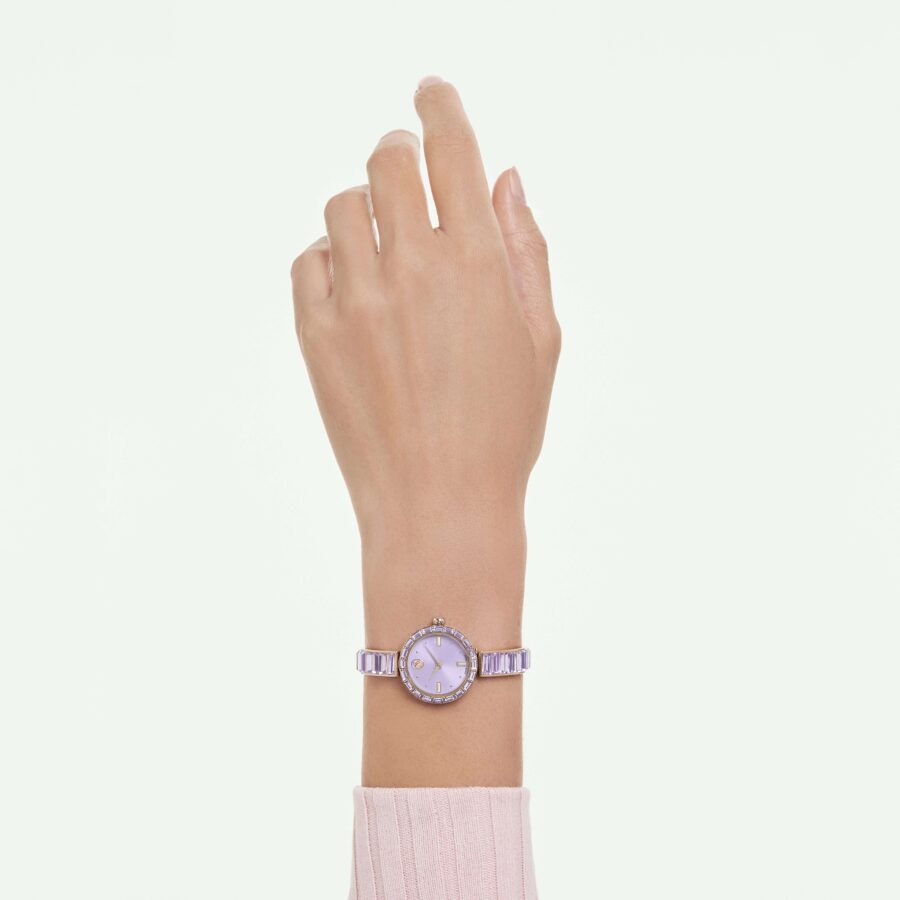 Swarovski sat Matrix bangle, Swiss Made, Kristalna narukvica, Purple, Champagne gold ton