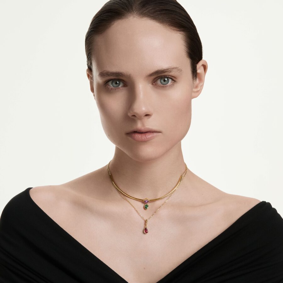 Swarovski ogrlica Imber Višeslojna, Mix rez, Višebojna, 18K zlatni finish