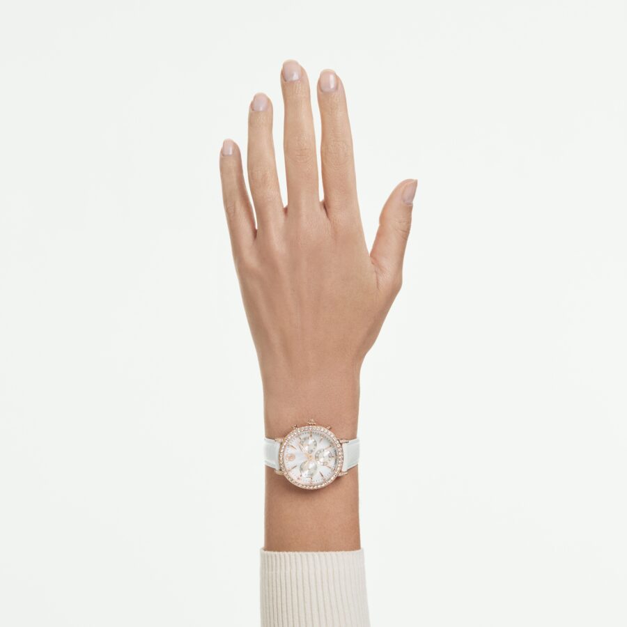 Swarovski sat Matrix tennis chrono, Swiss Made, Kožni remen, Rose gold ton